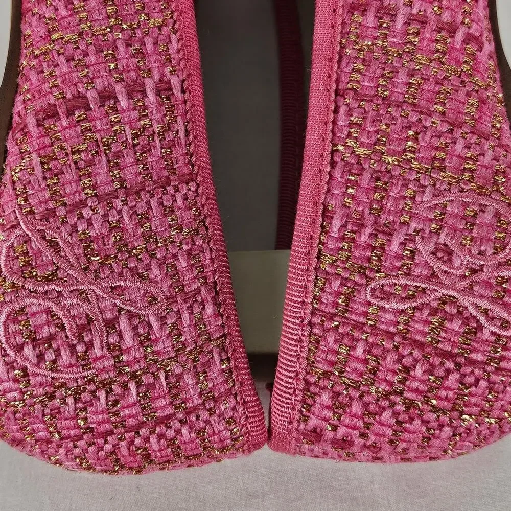 SAM EDELMAN KIDS “FELICIA” BALLET FLATS – PINK BOUCLÉ – SIZE 13M – CHARM DETAIL